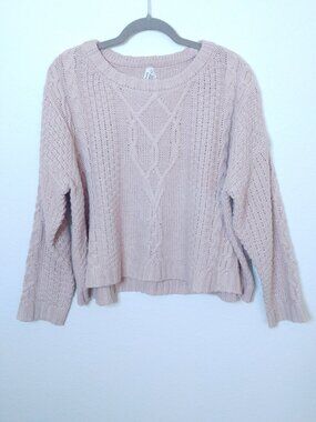 Mudd Pink Cable Knit Cropped Sweater